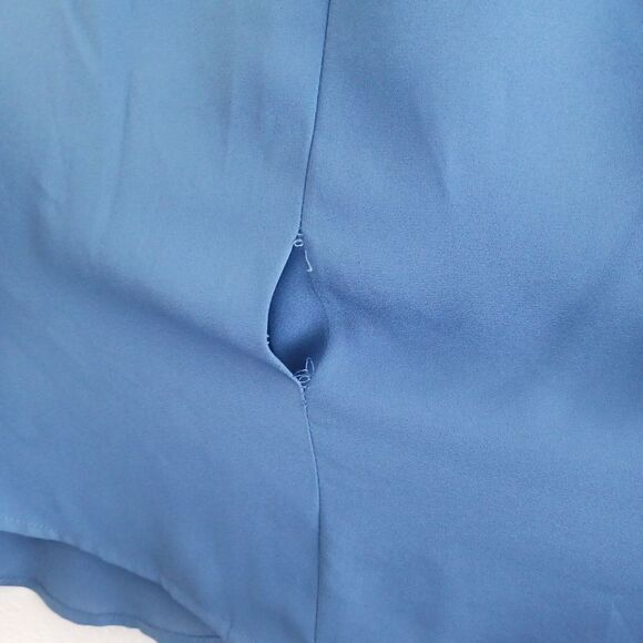 Vince Camuto Blue Solid Sleeveless Hi-Lo Blouse XS - Picture 5 of 6